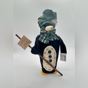 New Darice Folk Art Plush Christmas Penguin North Pole Free Standing 12" New